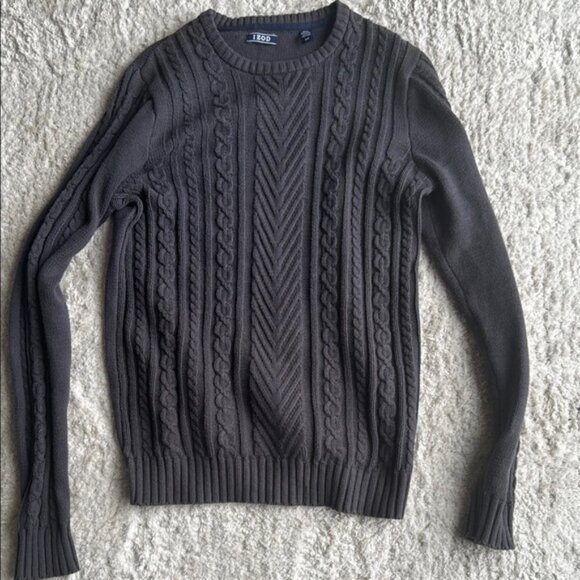 Izod Gray Cable Knit Crewneck Sweater - Picture 1 of 3